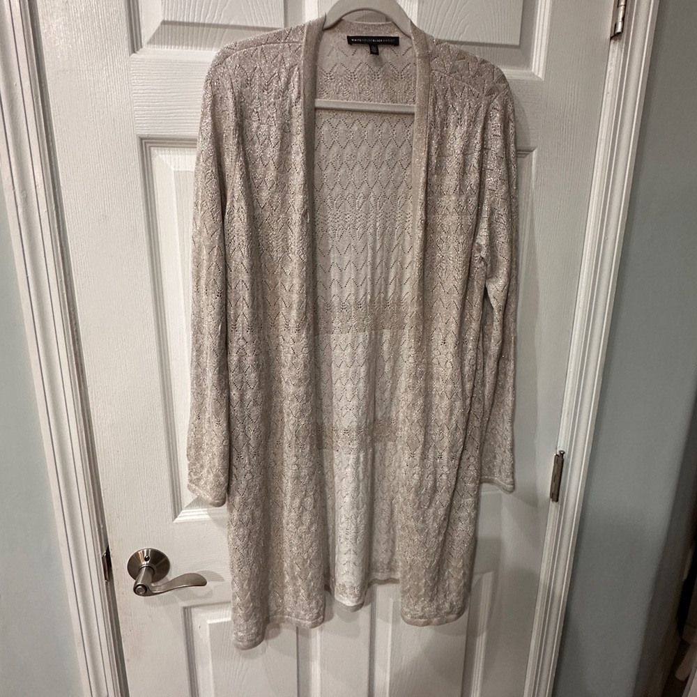 White House Black Market Tan Textured Knit Cardigan
